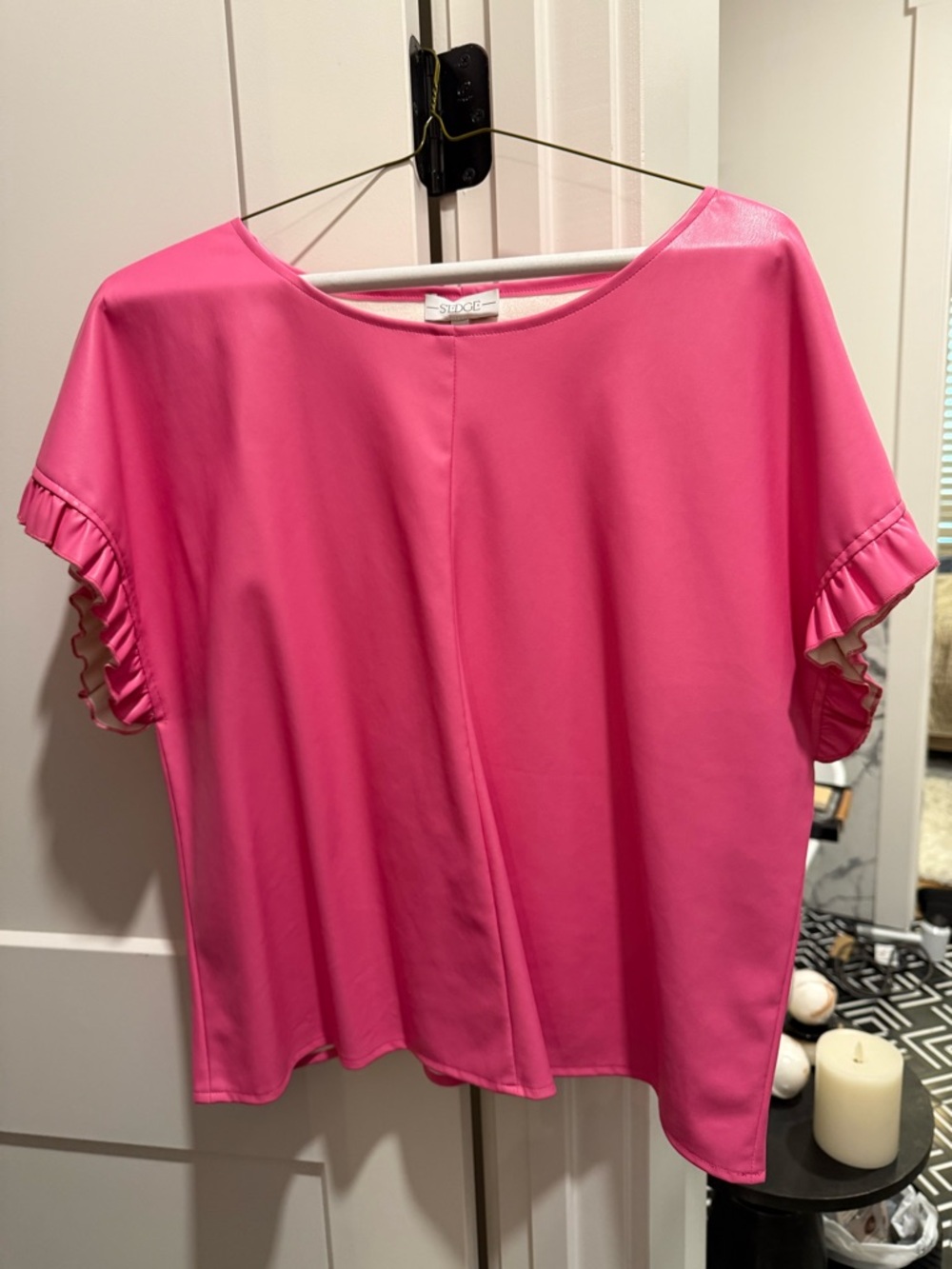 S’edge Ruffle Sleeve Hot Pink Top